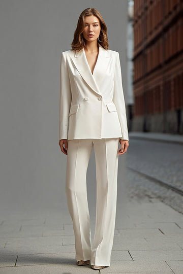 Ivory 2-Piece Peak Lapel Business Suit